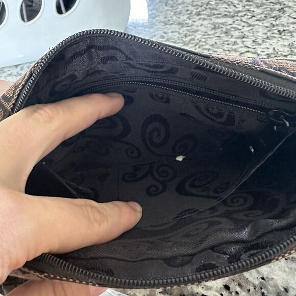 Brighton Crossbody‎ Womens Heart Canvas Leather Crossbody Brown Black - Picture 10 of 16